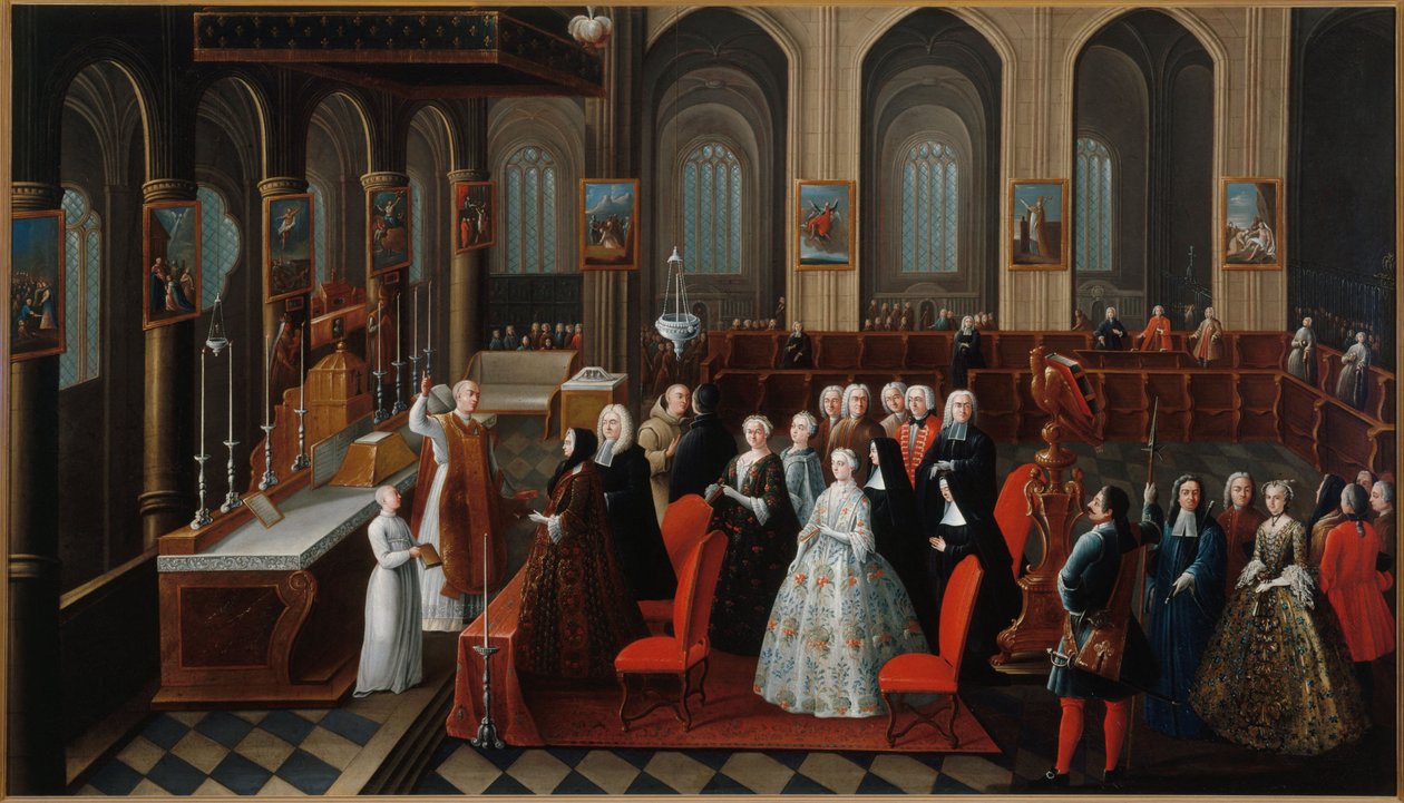 Zlatá svatba pana a paní Robinet de Pontagny, 1742 (olej na plátně) od R. Huet