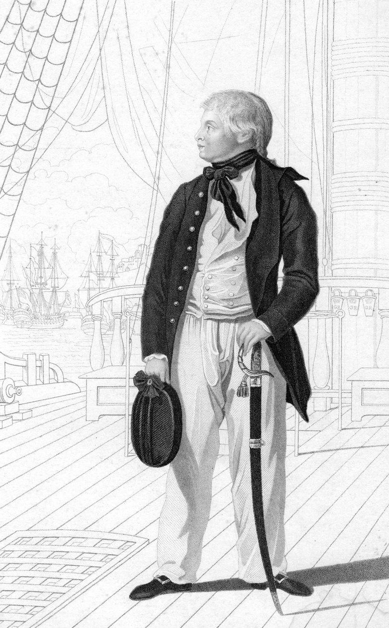 Princ William Henry jako praporčík na palubě Prince George, 1831. od R. Page