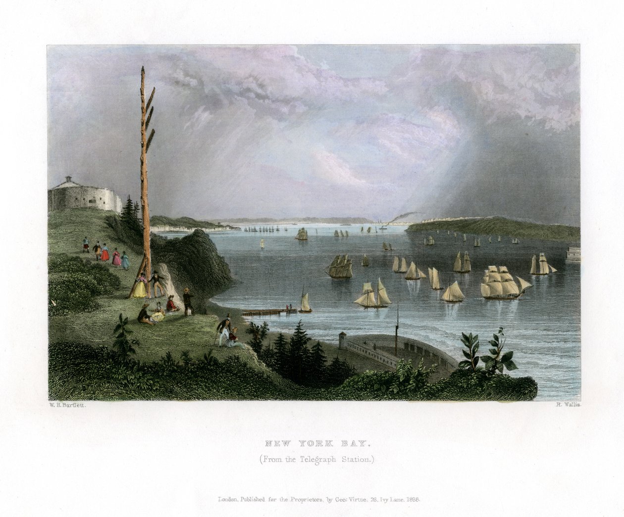 New York Bay při pohledu z Telegraph Station, USA, 1838. od R. Wallis