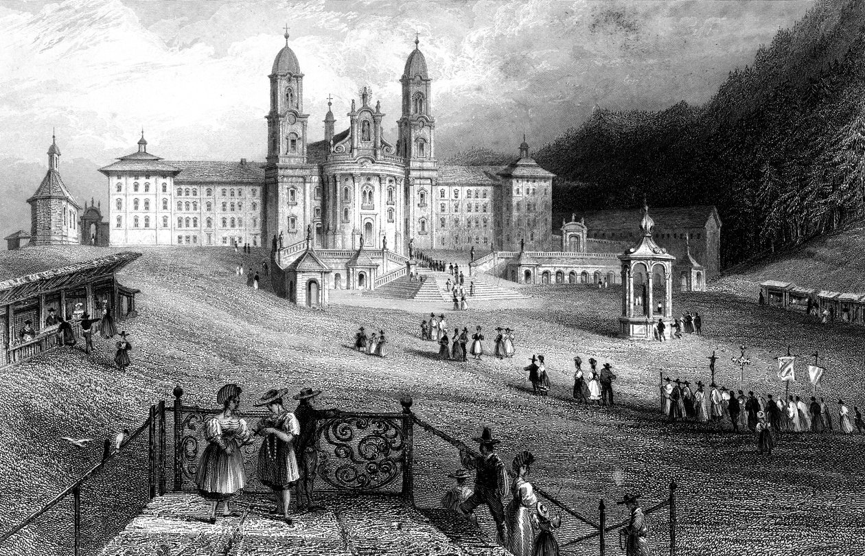 Opatství Einsiedeln, Schwyz, Švýcarsko, 1836. od R. Wallis