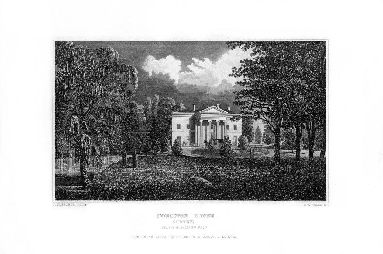Norbiton House, Kingston upon Thames, Surrey, 1829. od R. Winkles