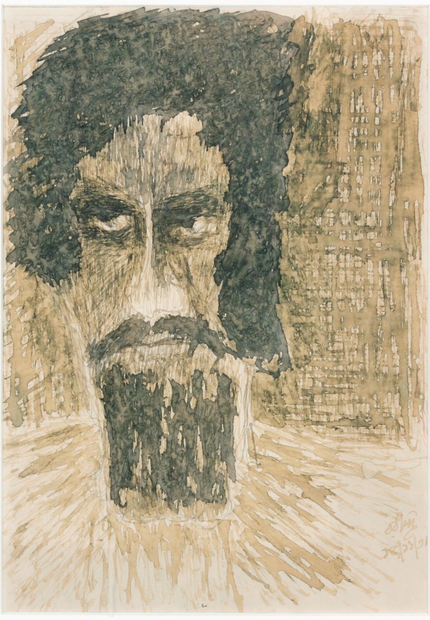 Hlava (tuš na papíře) od Rabindranath Tagore