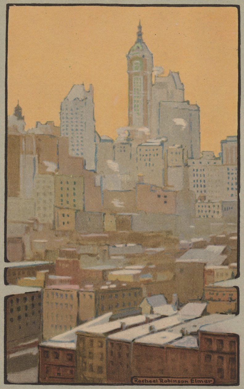 The Singer Building z Brooklyn Bridge, 1914. od Rachael Robinson Elmer