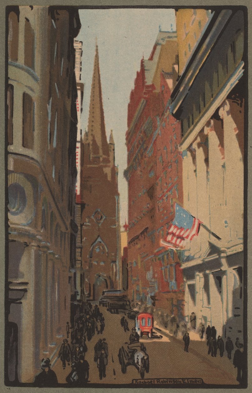 Kostel Nejsvětější Trojice a Wall Street, 1914. od Rachael Robinson Elmer