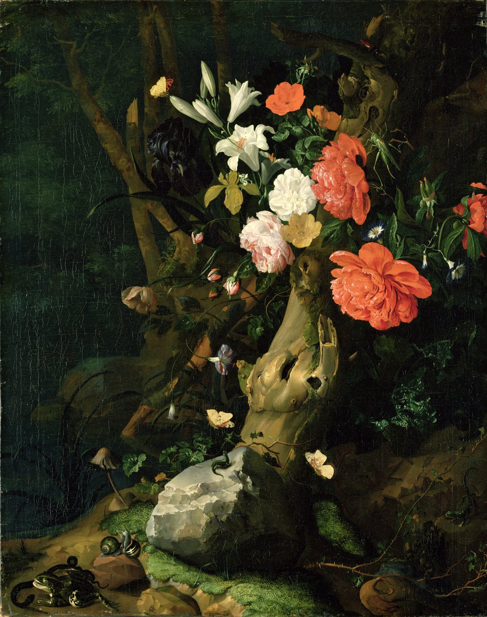 Zátiší květin na lesní půdě, c.1690 od Rachel Ruysch