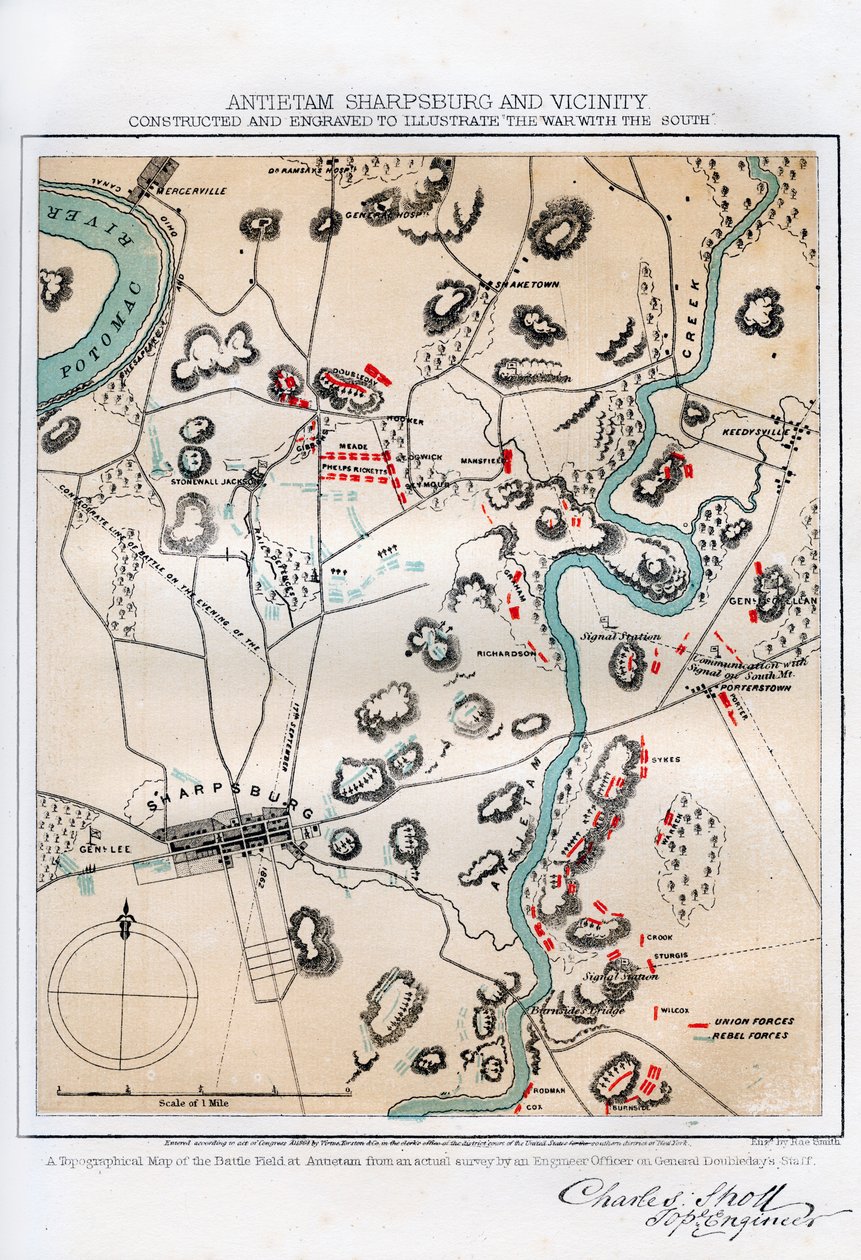Mapa Antietam, Sharpsburg a okolí, Maryland, 1862 1862-1867. od Rae Smith