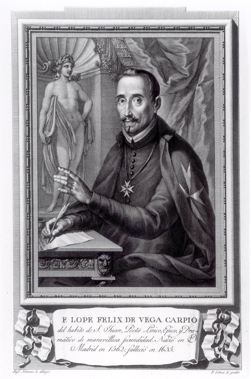 Portrét Lope Felixe od Vega Carpio (1562-1635) vyrytý Fernandem Selmou (1752-1810) od Rafael Ximeno y Planes