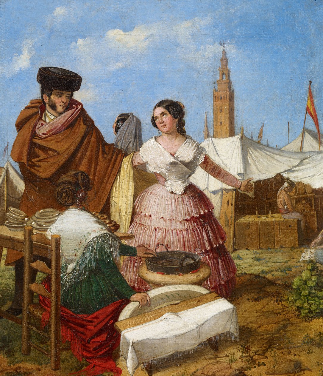 Námluvy ve stánku s pečivem ve tvaru prstenu na sevillském veletrhu - Benjumea, Rafael (asi 1825-asi 1887) - 1852 - Olej na plátně - 35x30 - Museo Carmen Thyssen, Malaga od Rafael Benjumea