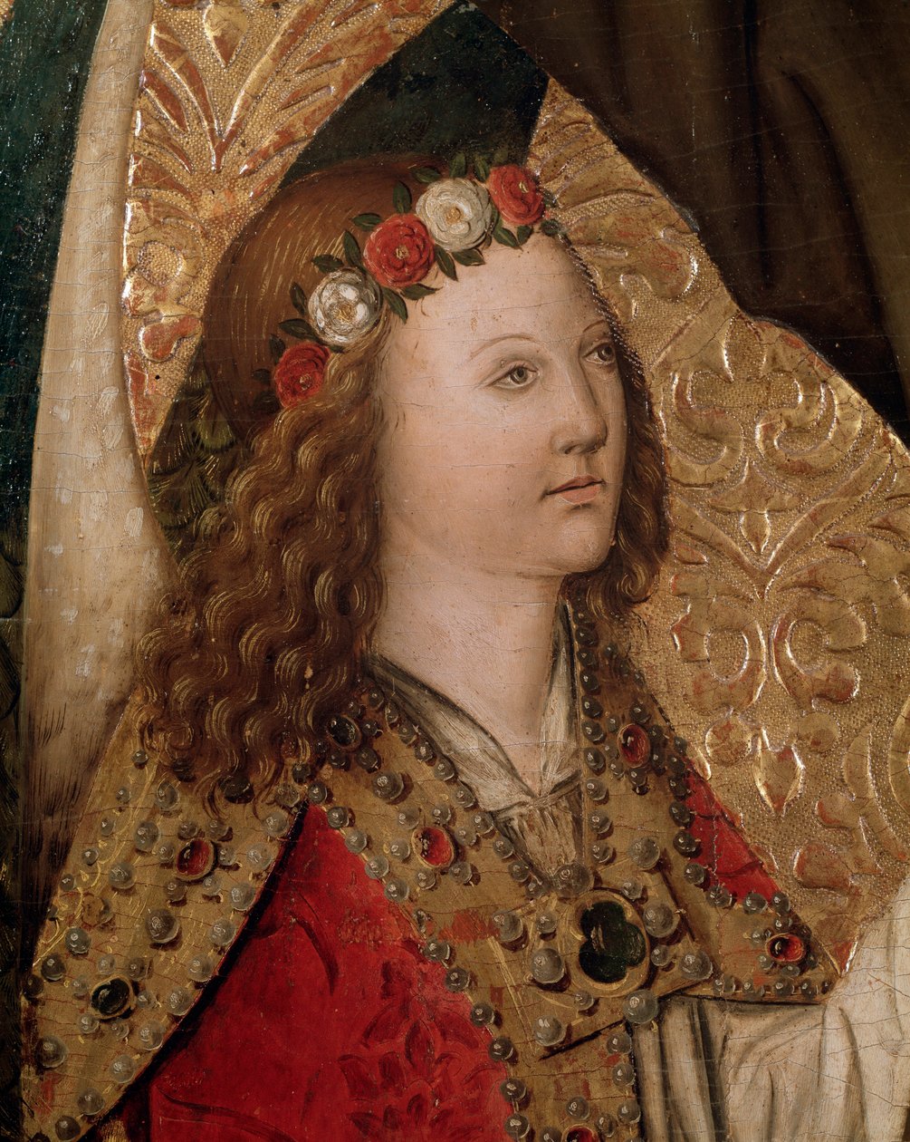 Anděl, detail z oltářního obrazu sv. Bernardina ze Sieny (olej na desce od Rafael & Figuera Joan (active c.1454 1477) Tomas