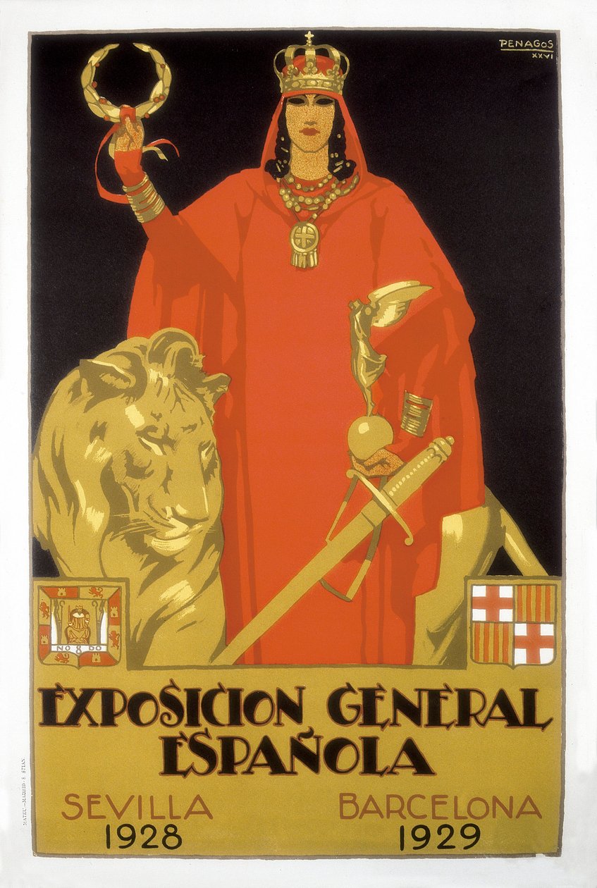 Exposicion General Espanola, Sevilla 1928 - Barcelona 1929 (plakát) od Rafael de Penagos
