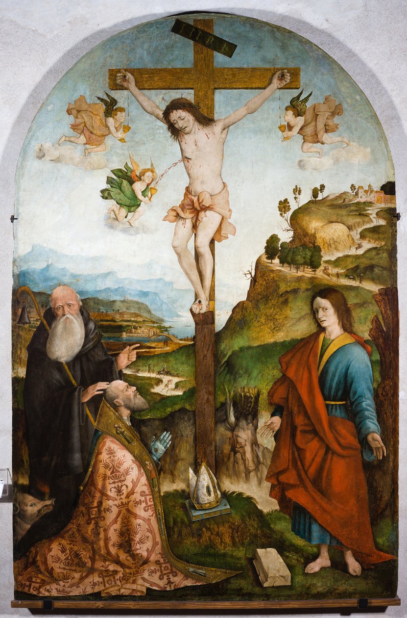 Ukřižování, asi 1528 (tempera na desce) od Raffaele De (fl.1514 1573) Pancalino