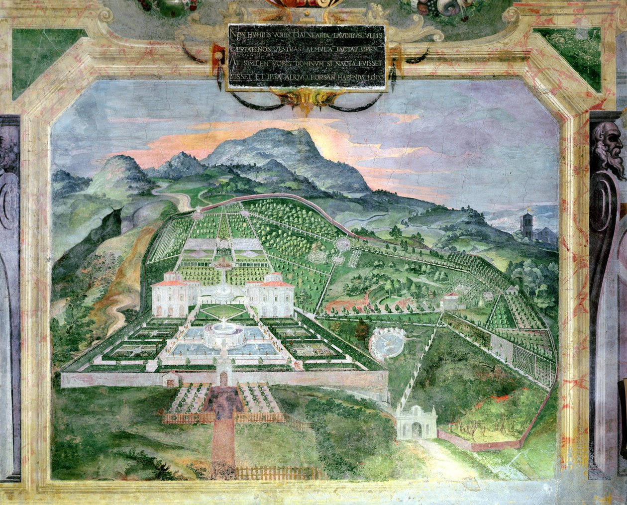 Villa Lante, freska v lodžii, c.1574-76 od Raffaellino da Reggio