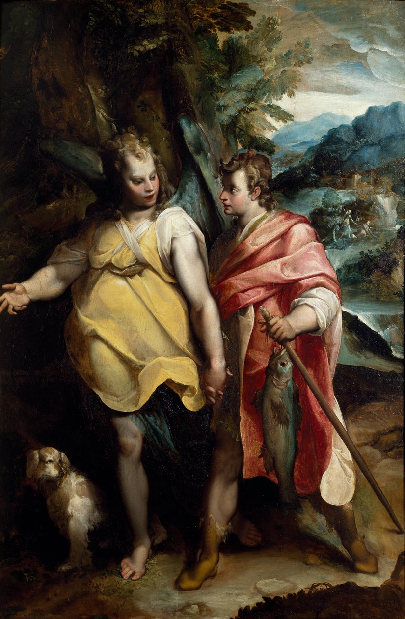 Tobias a Angel, Raffaellino da Reggio (1550-1578) od Raffaellino da Reggio (c.1550 78)