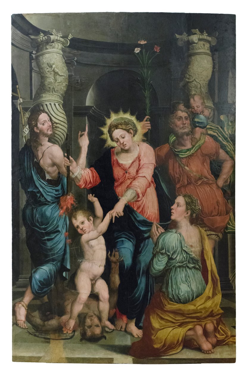 Madona záchrany mezi svatými Janem Křtitelem a Kryštofem od Raffaellino di Michelangelo (16th century)