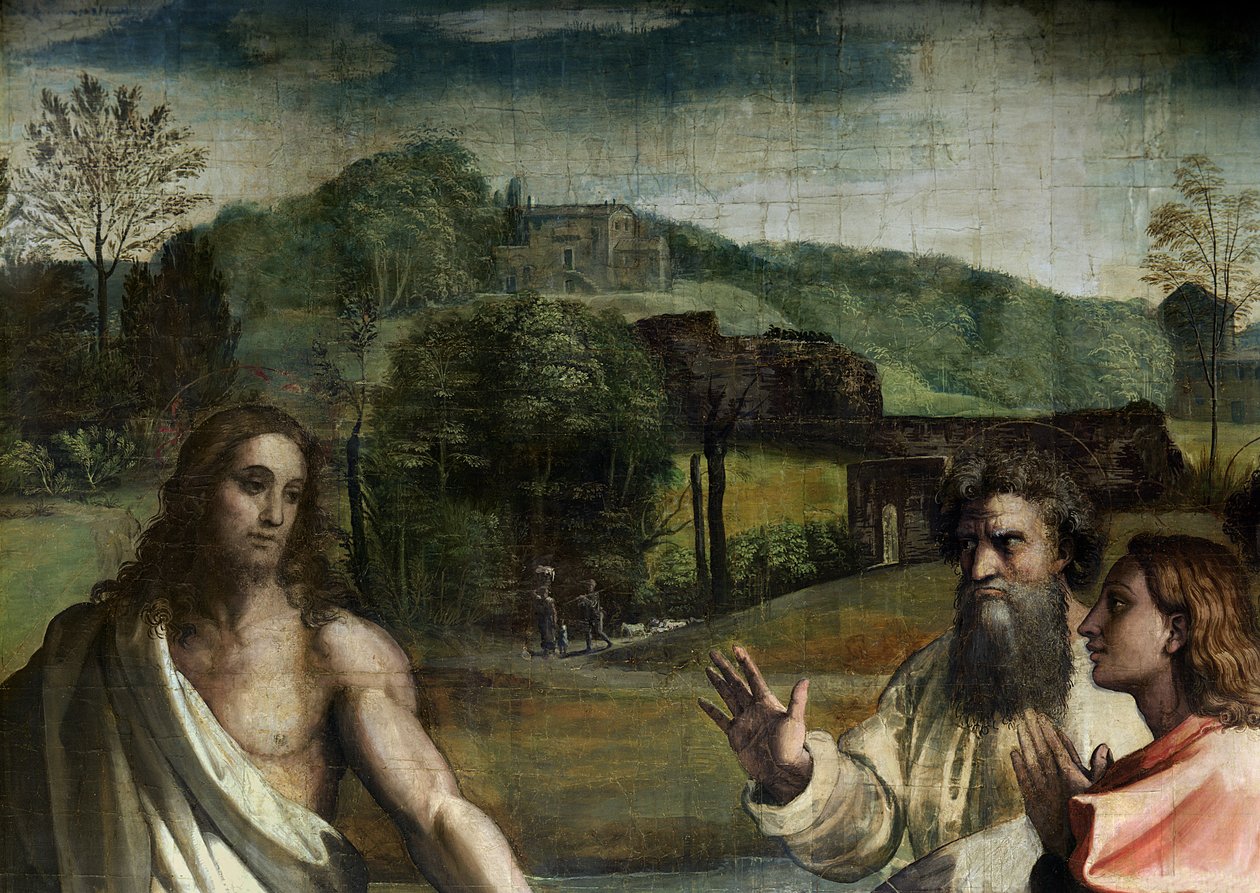 Kristovo obvinění sv. Petrovi (karikatura pro Sixtinskou kapli) (před restaurováním) (detail 33707) od Raffaello Sanzio Raphael