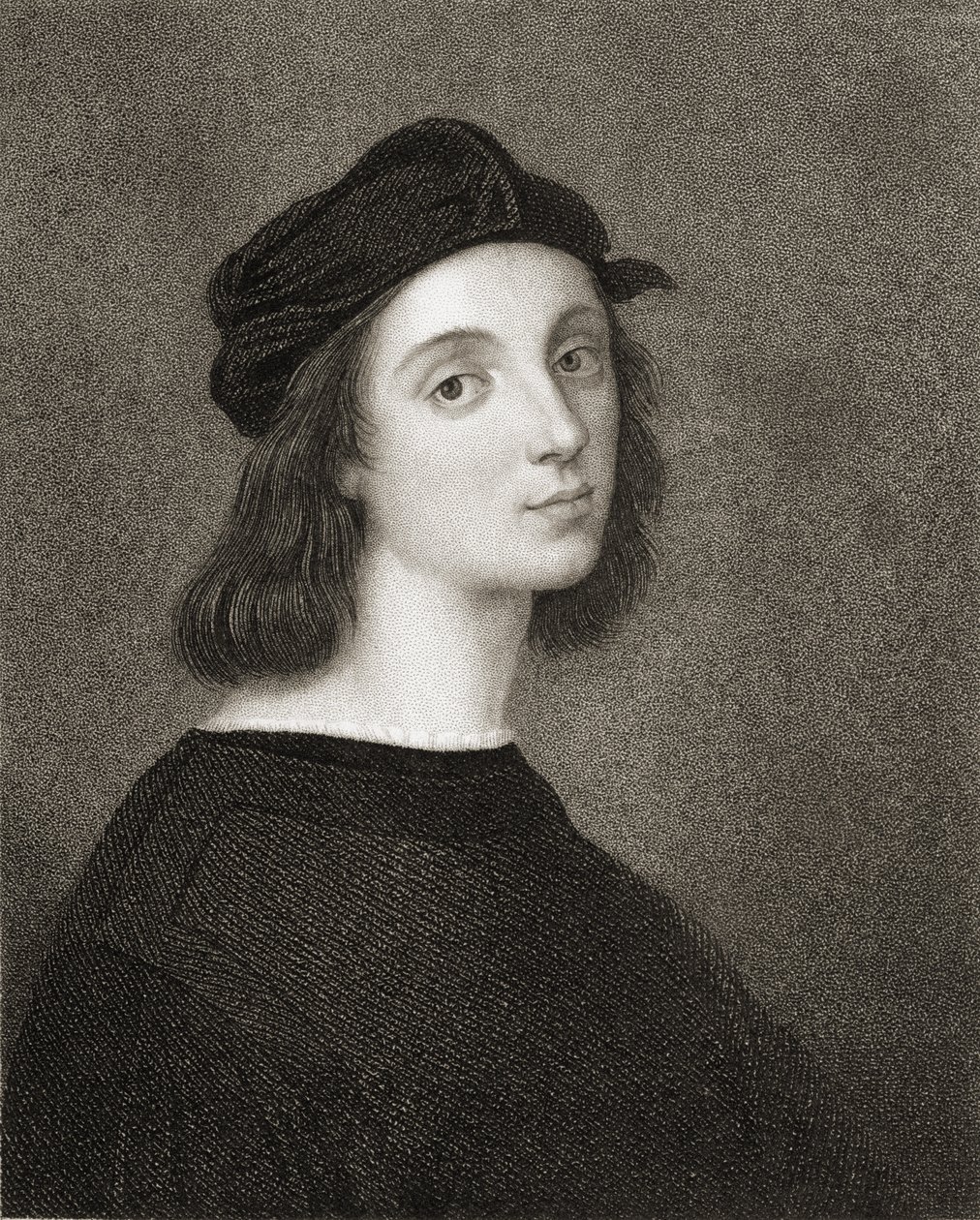 Raphael (Raffaello Sanzio) z Urbina (1483-1520) z „Galerie portrétů“, vydané v roce 1833 od Raffaello Sanzio Raphael