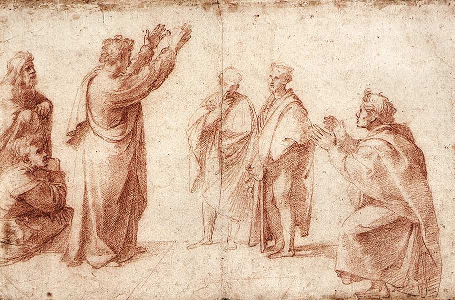 Studie pro kázání svatého Pavla v Aténách od Raffaello Sanzio Raphael