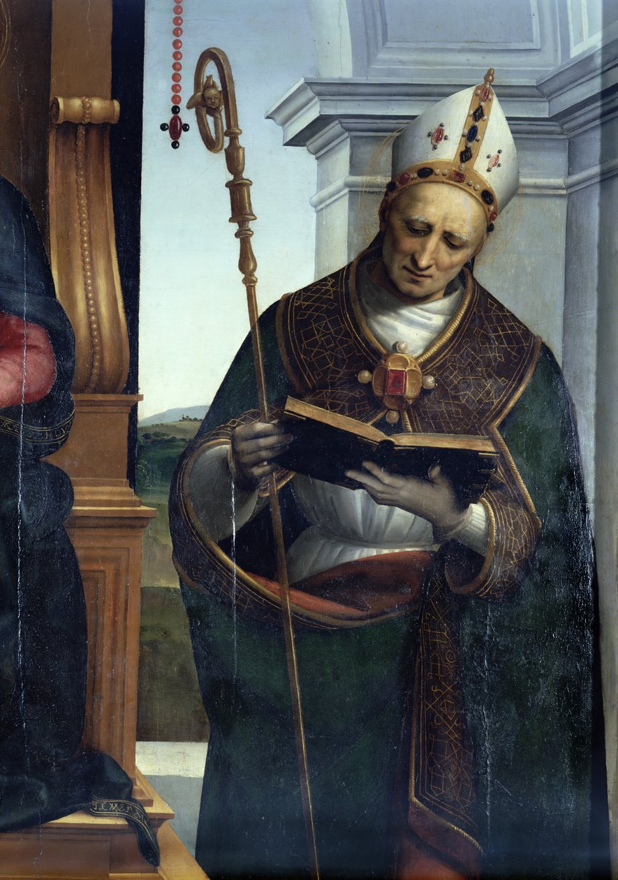 Madona s dítětem se sv. Janem Křtitelem a svatým Mikulášem z Bari, 1505 (detail 30269) od Raffaello Sanzio Raphael
