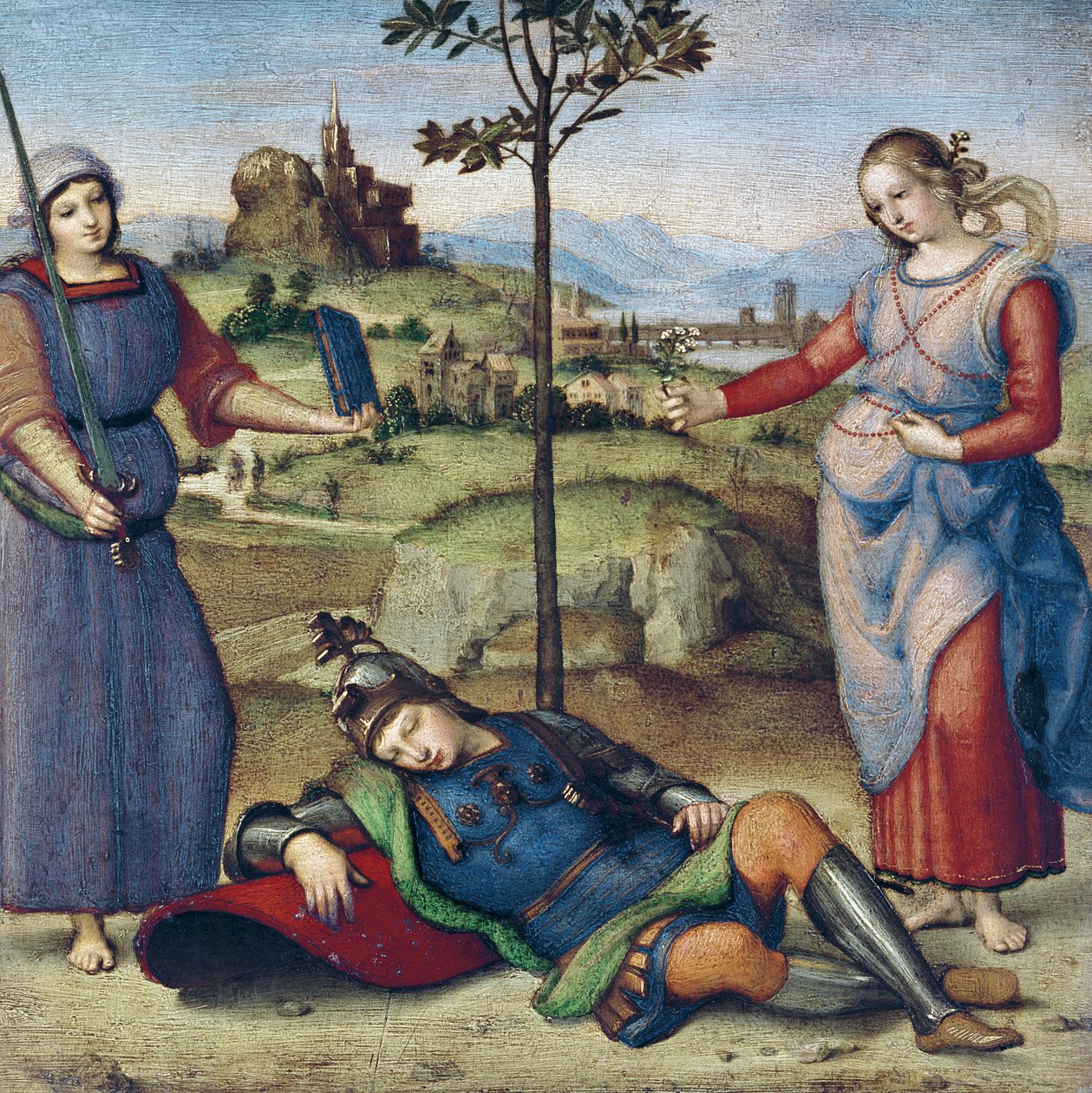 Vision of a Knight, c.1504 (olej na topolu) od Raffaello Sanzio Raphael