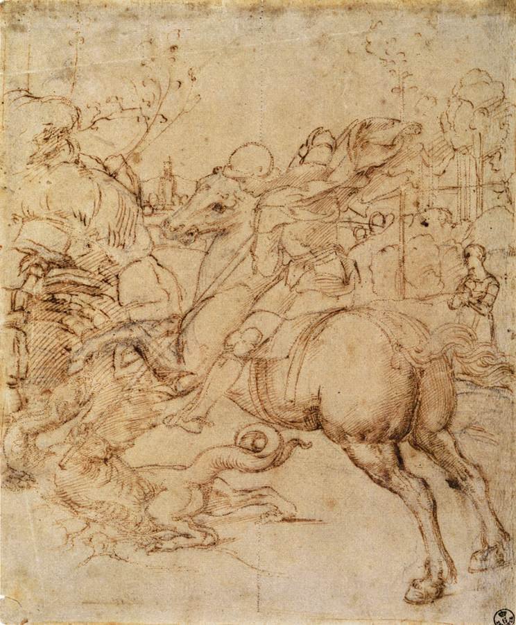karton pro svatého Giorgia a draka od Raffaello Sanzio Raphael