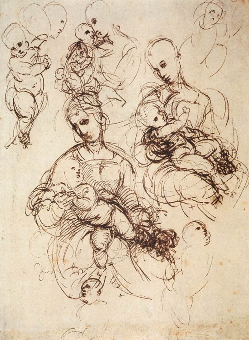 studie pro madony s dítětem od Raffaello Sanzio Raphael