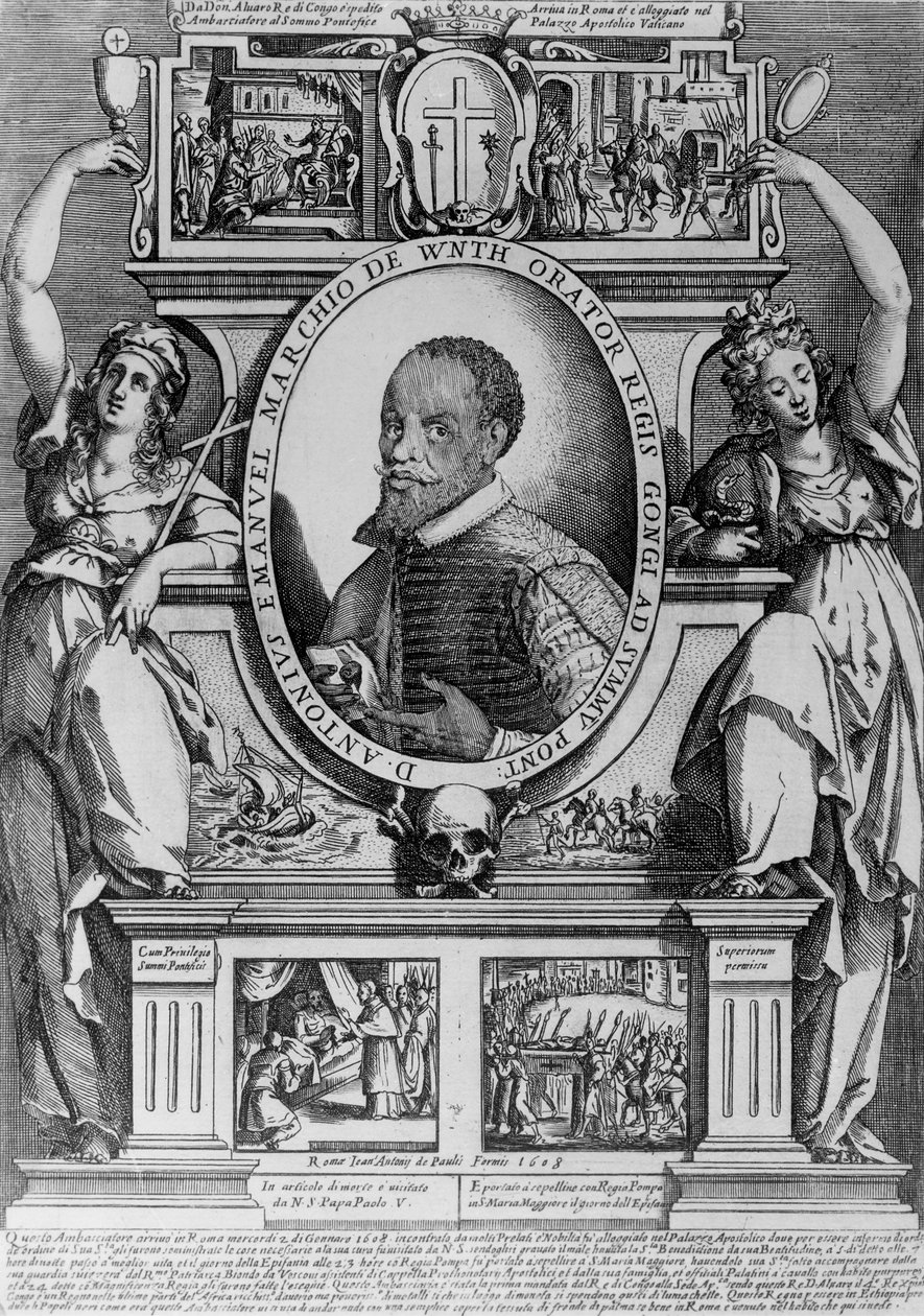 Portrét velvyslance Antonia Emanuela se čtyřmi historickými scénami z jeho života, 1608 od Raffaello Schiaminossi