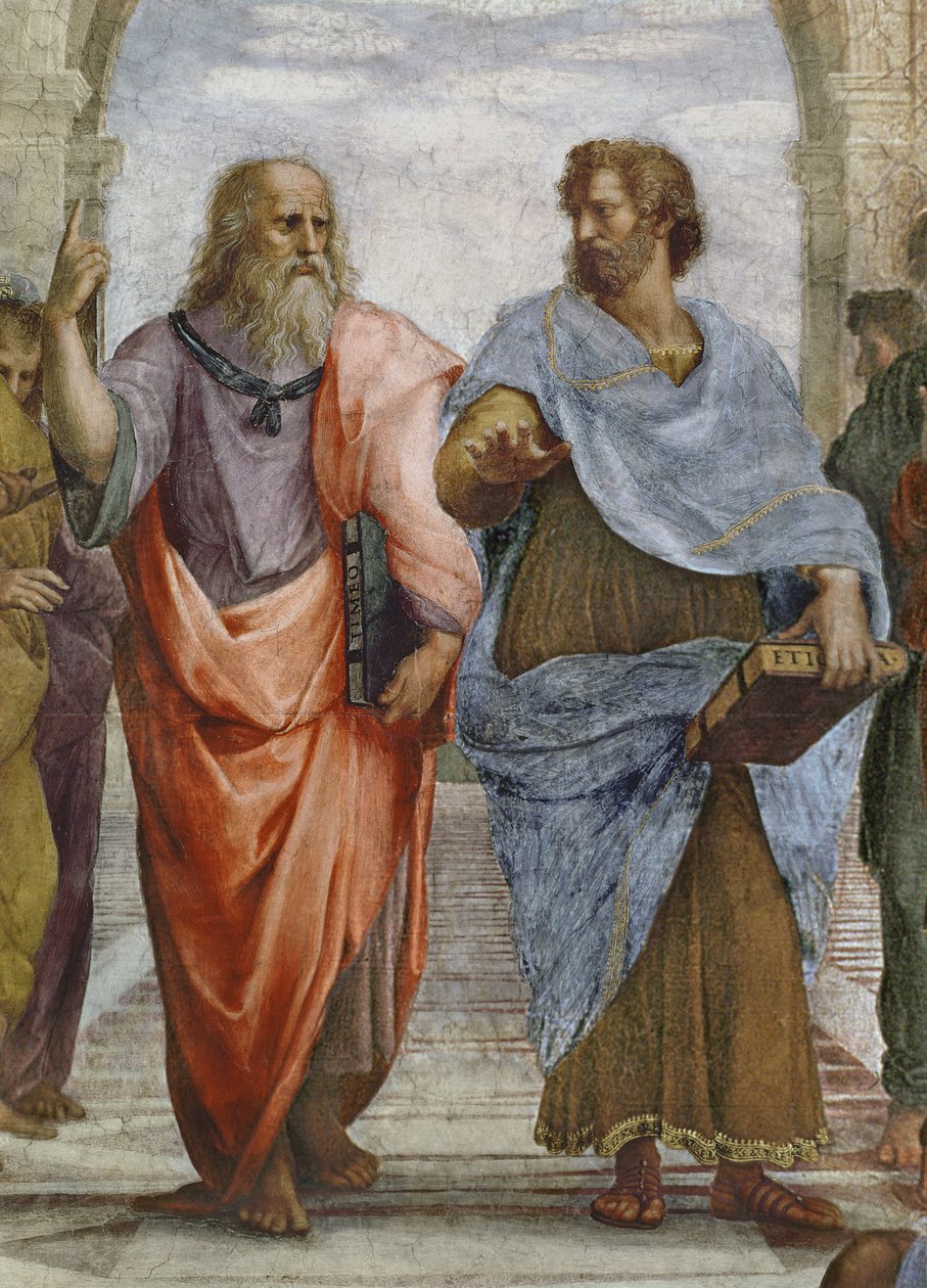 Aristoteles a Platón: detail školy v Aténách, 1510-11 detail fresky z roku 472 od Raffaello Sanzio Raphael