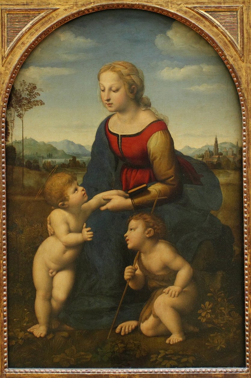 Madona s dítětem se svatým Janem Křtitelem La belle jardinière od Raffaello Sanzio Raphael