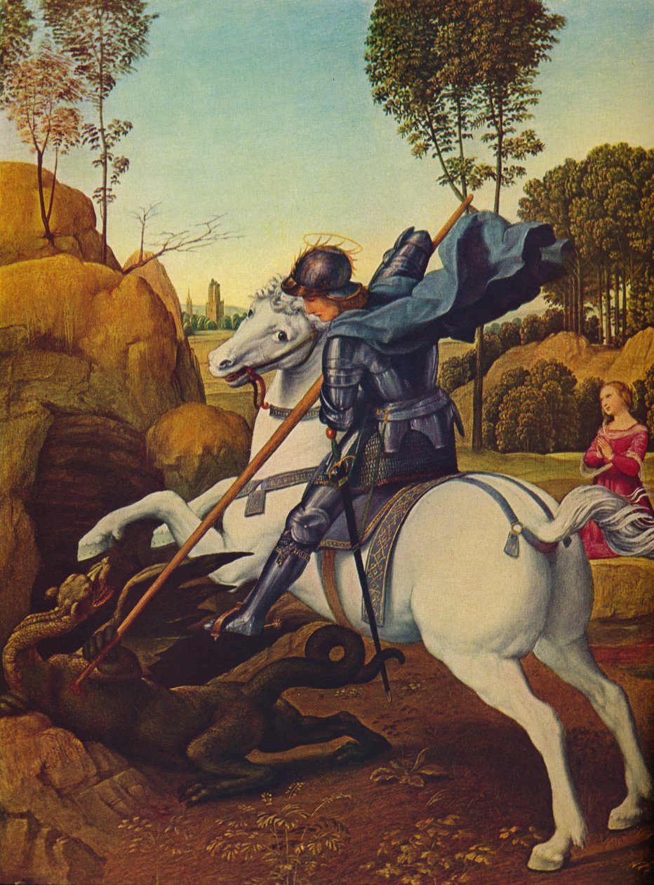 Svatý Jiří a drak, c1505 od Raffaello Sanzio Raphael