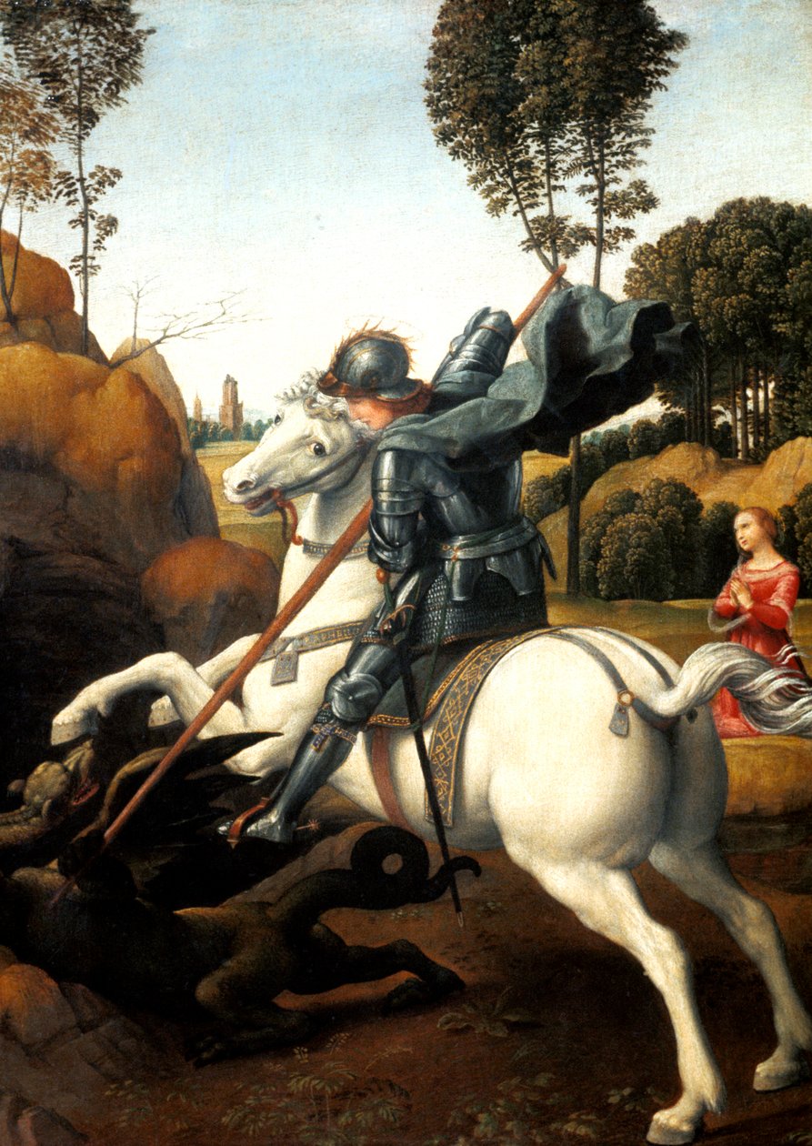 Svatý Jiří a drak, c1506 od Raffaello Sanzio Raphael