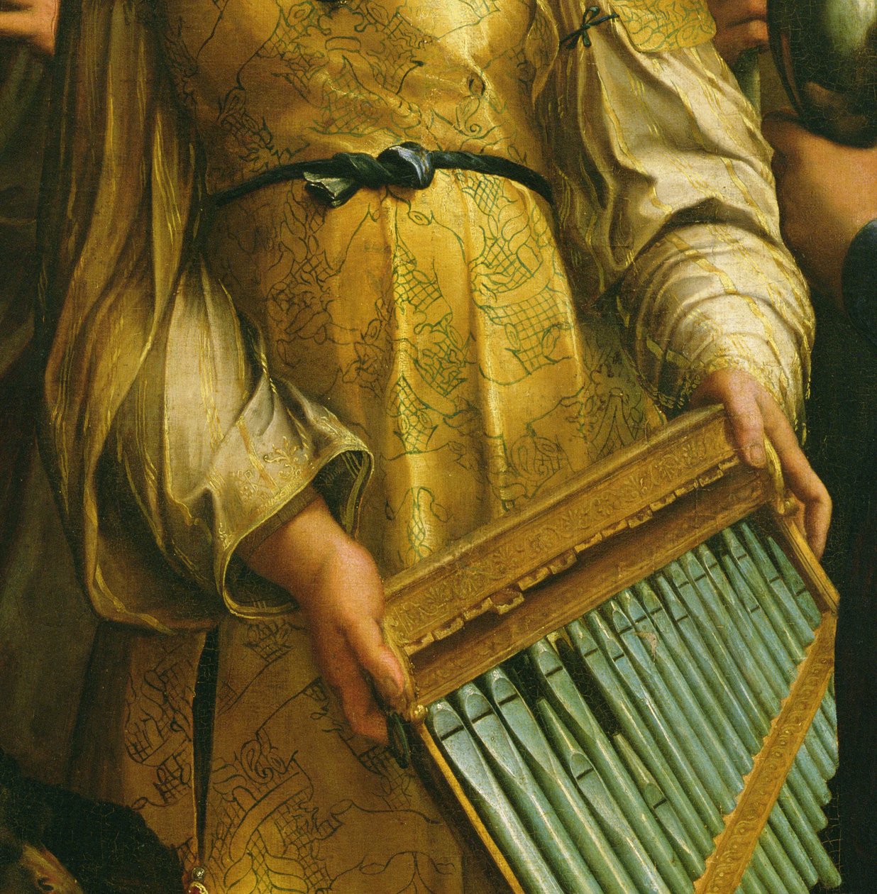 Svatá Cecílie obklopená sv. Pavlem, sv. Janem Evangelistou, sv. Augustinem a Máří Magdalenou, kolem roku 1513 (detail 182507) od Raffaello Sanzio Raphael