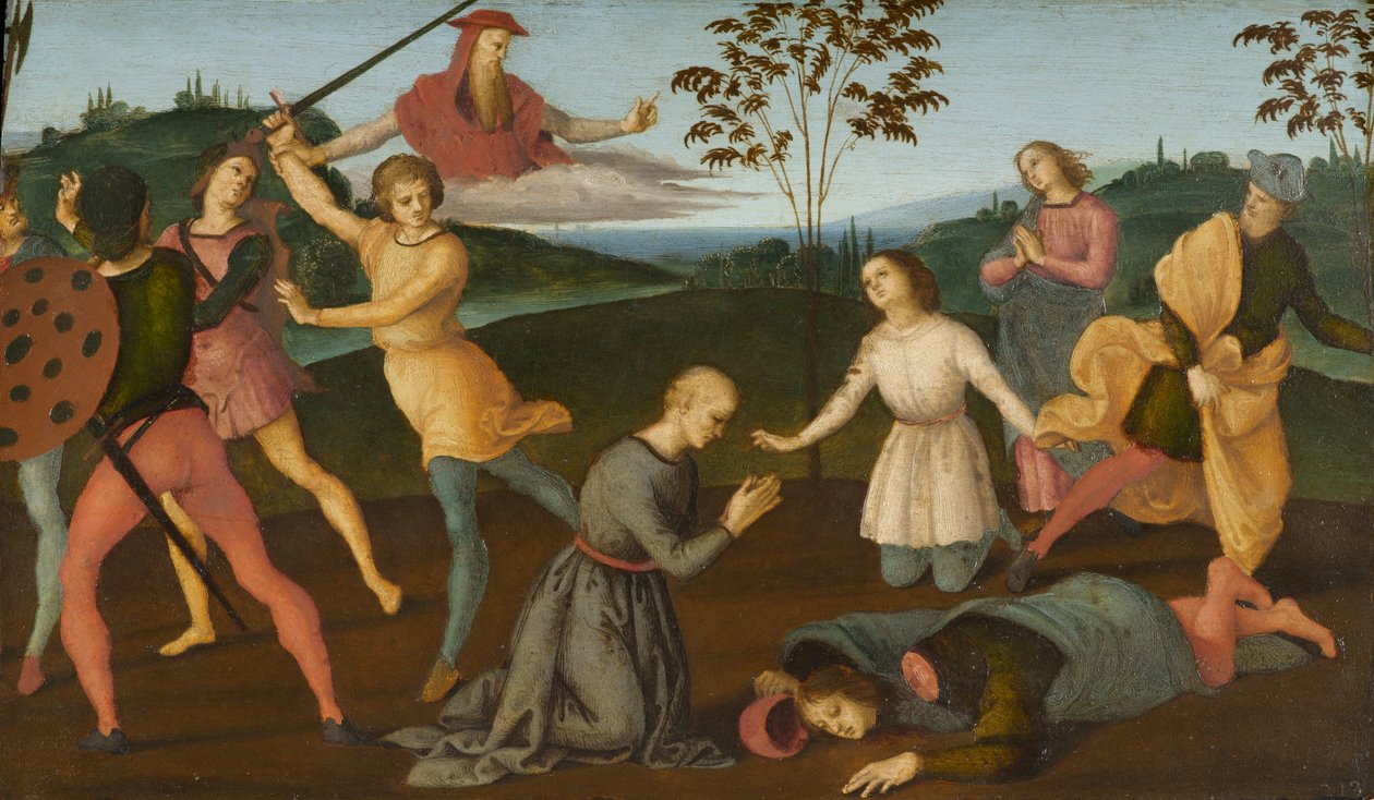 Sv. Jeroným zachraňující Sylvanus a potrestání kacíře Sabinianus, 1502-1503 od Raffaello Sanzio Raphael