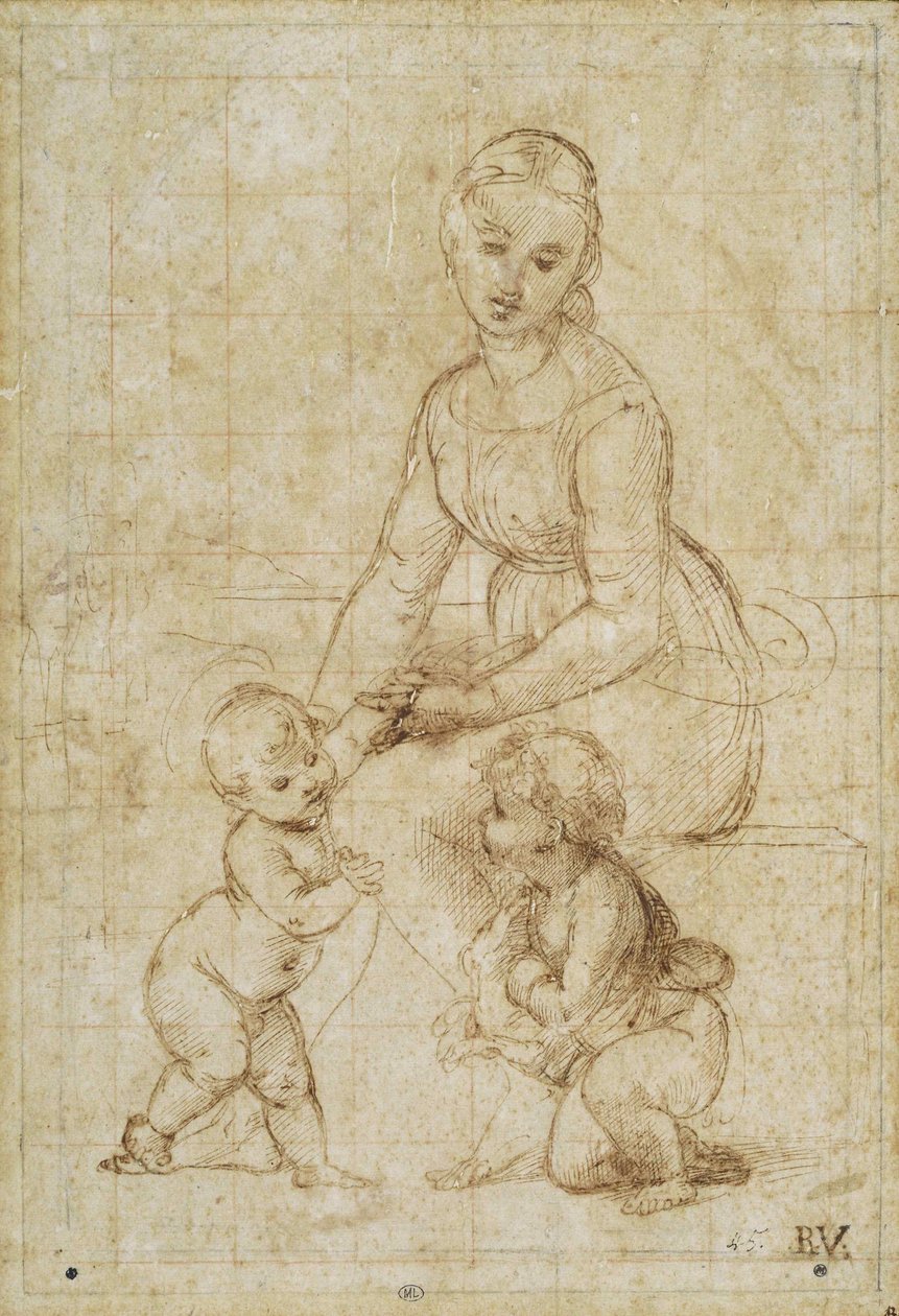 Studie pro The Beautiful Gardener, ca 1506-1507. od Raffaello Sanzio Raphael