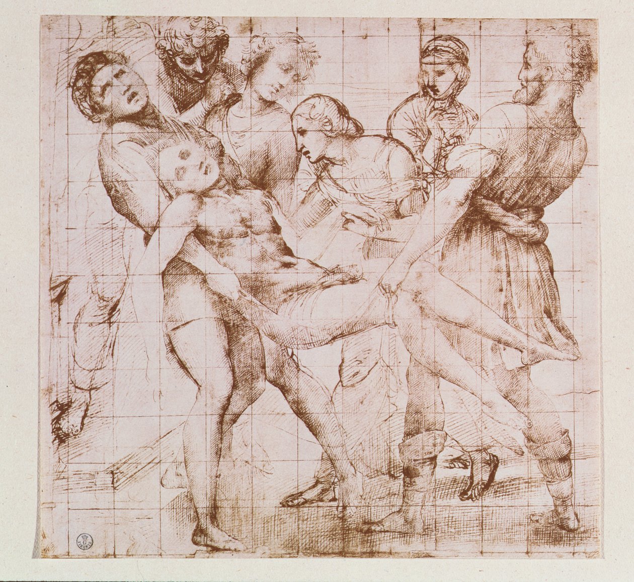 Studie pro „Pohromu“ v Galleria Borghese, Řím (pero a inkoust) (viz také 62308) od Raffaello Sanzio Raphael