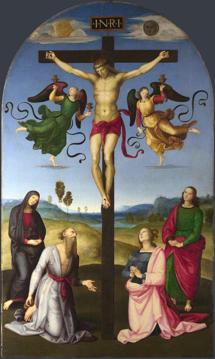 Ukřižovaný Kristus s Pannou Marií, svatými a anděly Ukřižování Monda, 1502-1503 od Raffaello Sanzio Raphael