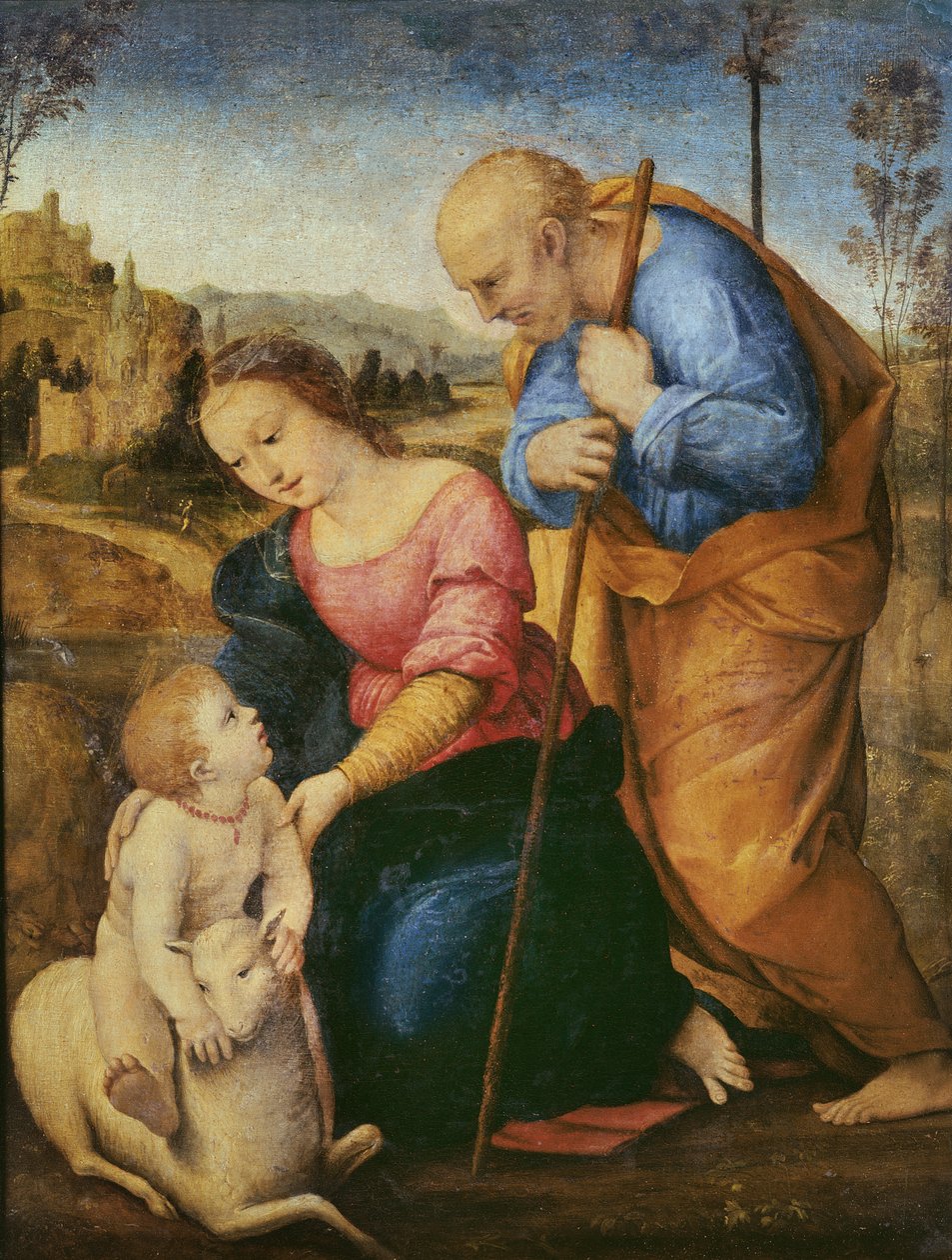 Svatá rodina s beránkem (olej na dřevě) od Raffaello Sanzio Raphael