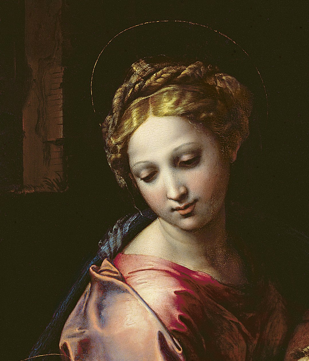 Madonna (detail ze „Svaté rodiny“ (La Perla), kolem roku 1518 (viz 56299) od Raffaello Sanzio Raphael
