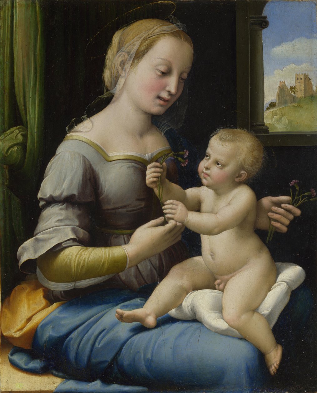 Madonna z růžových Madonna z karafiátů, cca 1506-1507 od Raffaello Sanzio Raphael
