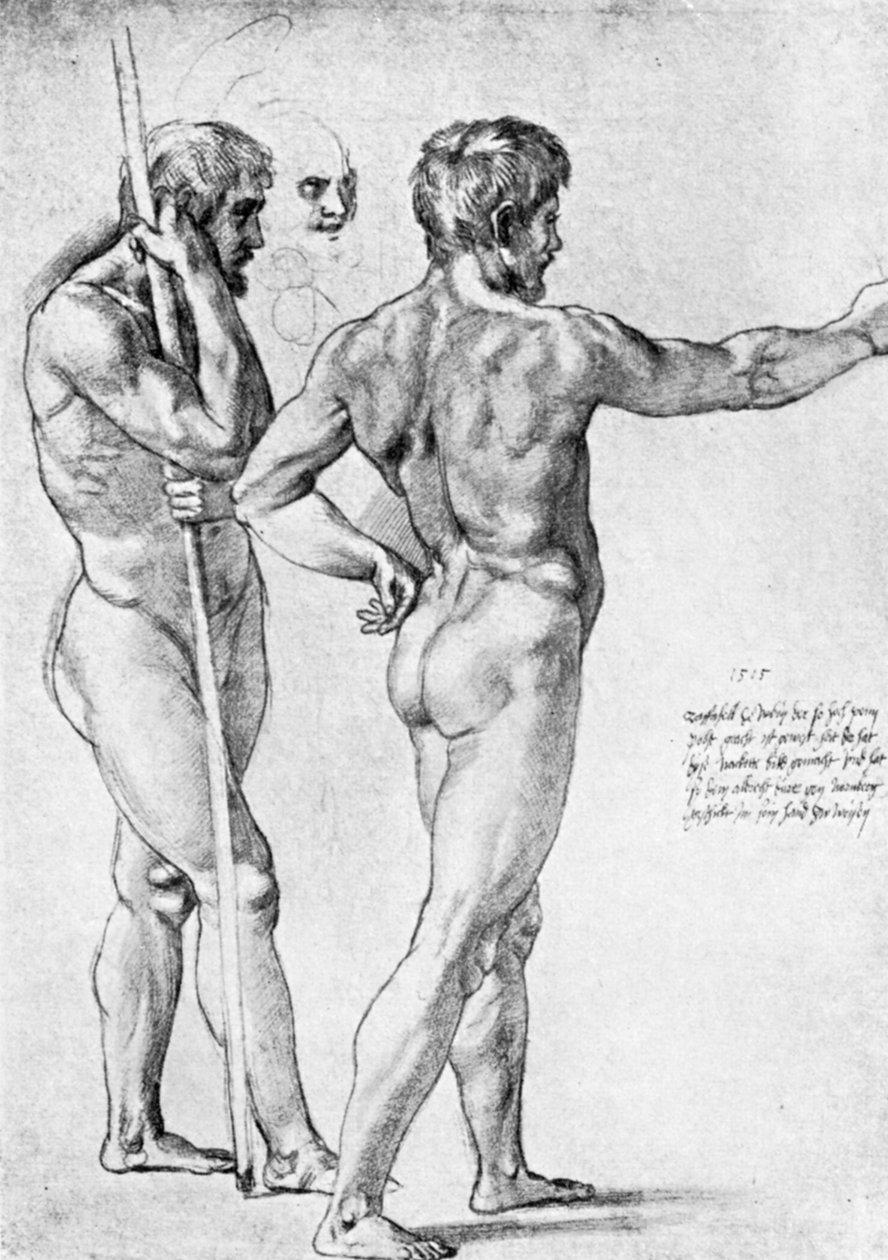 Dvě studie mužských aktů, 1515, 1912. od Raffaello Sanzio Raphael