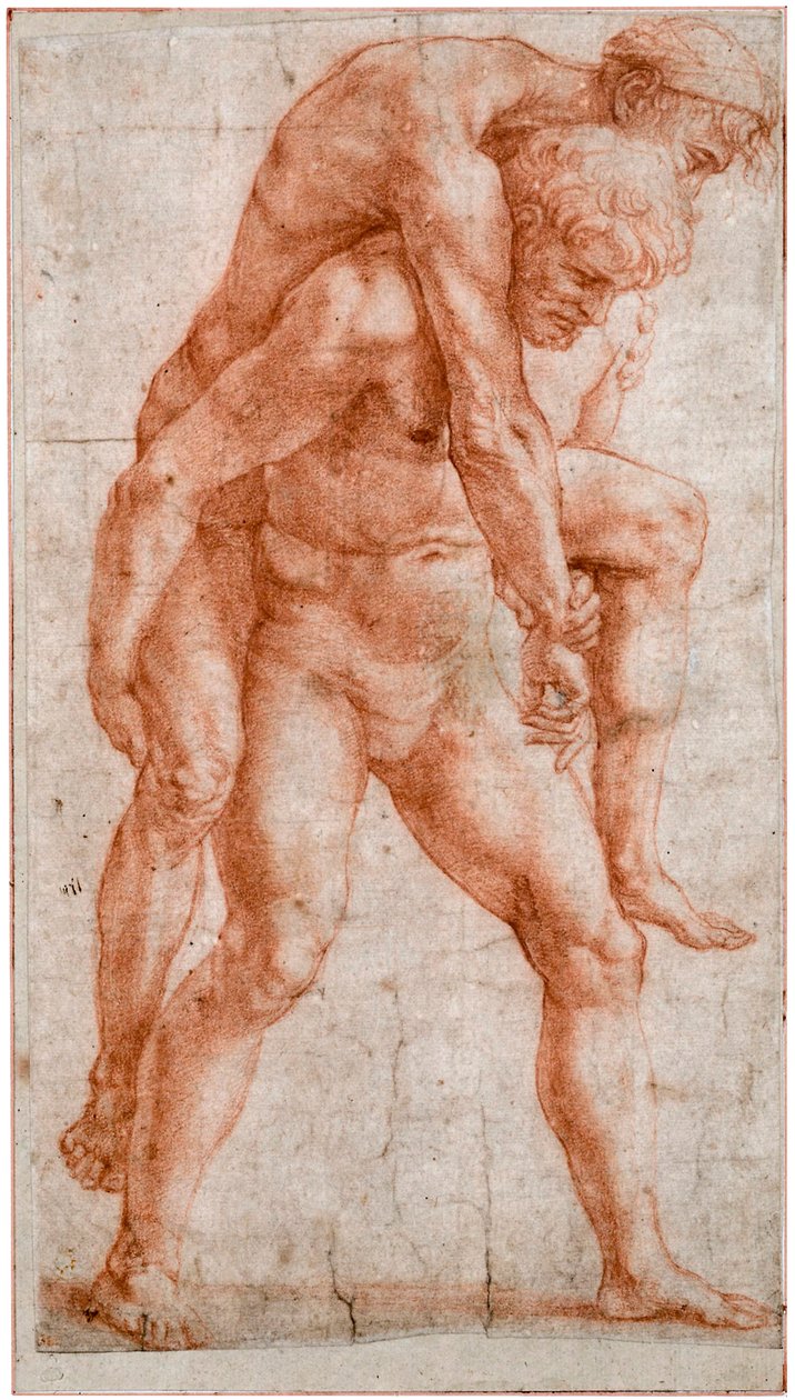 Mladý muž nesoucí starého muže na zádech Aeneas a Anchises, asi 1514 od Raffaello Sanzio Raphael