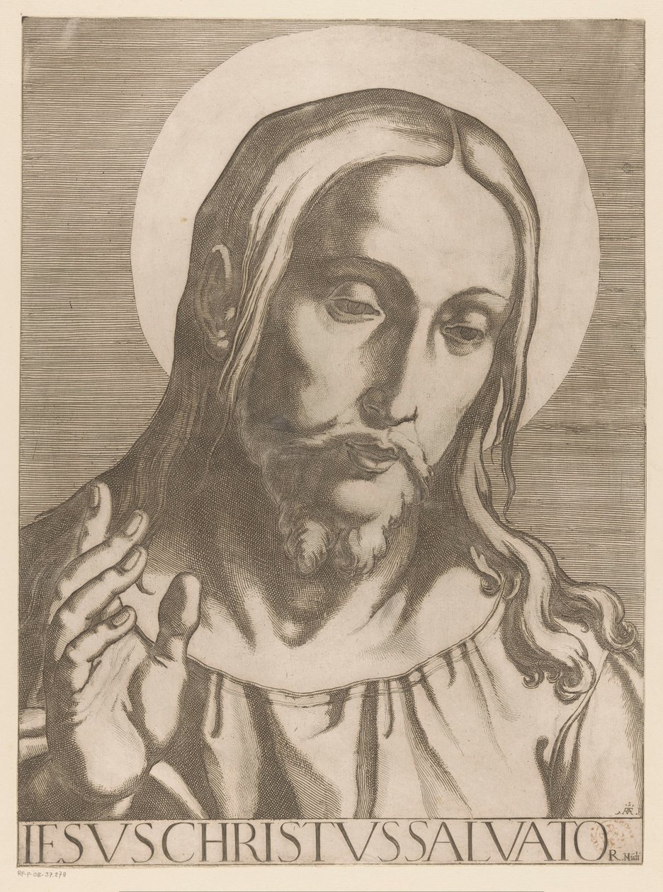 Kristus Jesus Christ Salvator Mudi (titul na předmětu) Christ, Mary en de twaalf apostelen (název série) The Sacred Apostolic College (název série) od Raffaello Schiaminossi