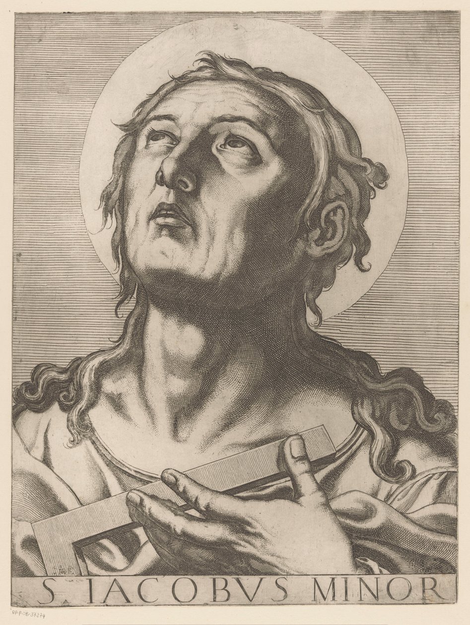 Heilige Jakobus de Mindere Svatý Jakub Menší (titul na předmětu) Christ, Mary en de twaalf apostelen (název série) The Sacred Apostolic College (název série) od Raffaello Schiaminossi