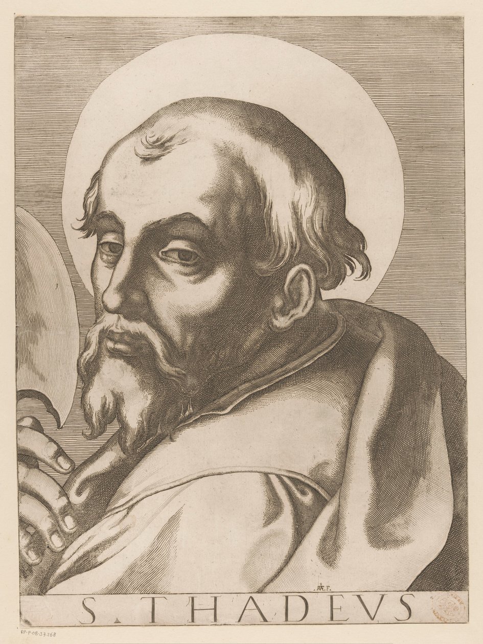 Heilige Judas Taddeus St. Tadeáš (titul na předmětu) Christ, Mary en de twaalf apostelen (název série) The Sacred Apostolic College (název série) od Raffaello Schiaminossi