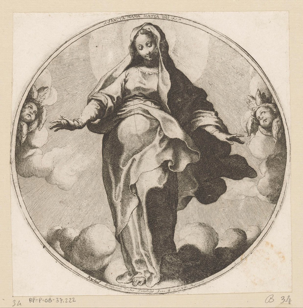 Marie v oblacích Sancta Maria Mater Dei (název na objektu) od Raffaello Schiaminossi