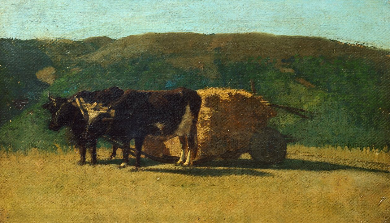 Černý voly tažný vůz od Raffaella Sernesiho (1838-1866) od Raffaello Sernesi