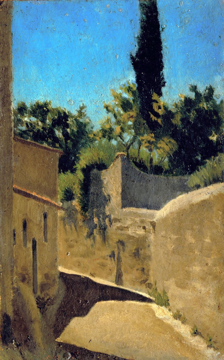 Silnice se slunečním efektem. Okolí Florencie, asi 1861-62 (olej na kartonu) od Raffaello Sernesi