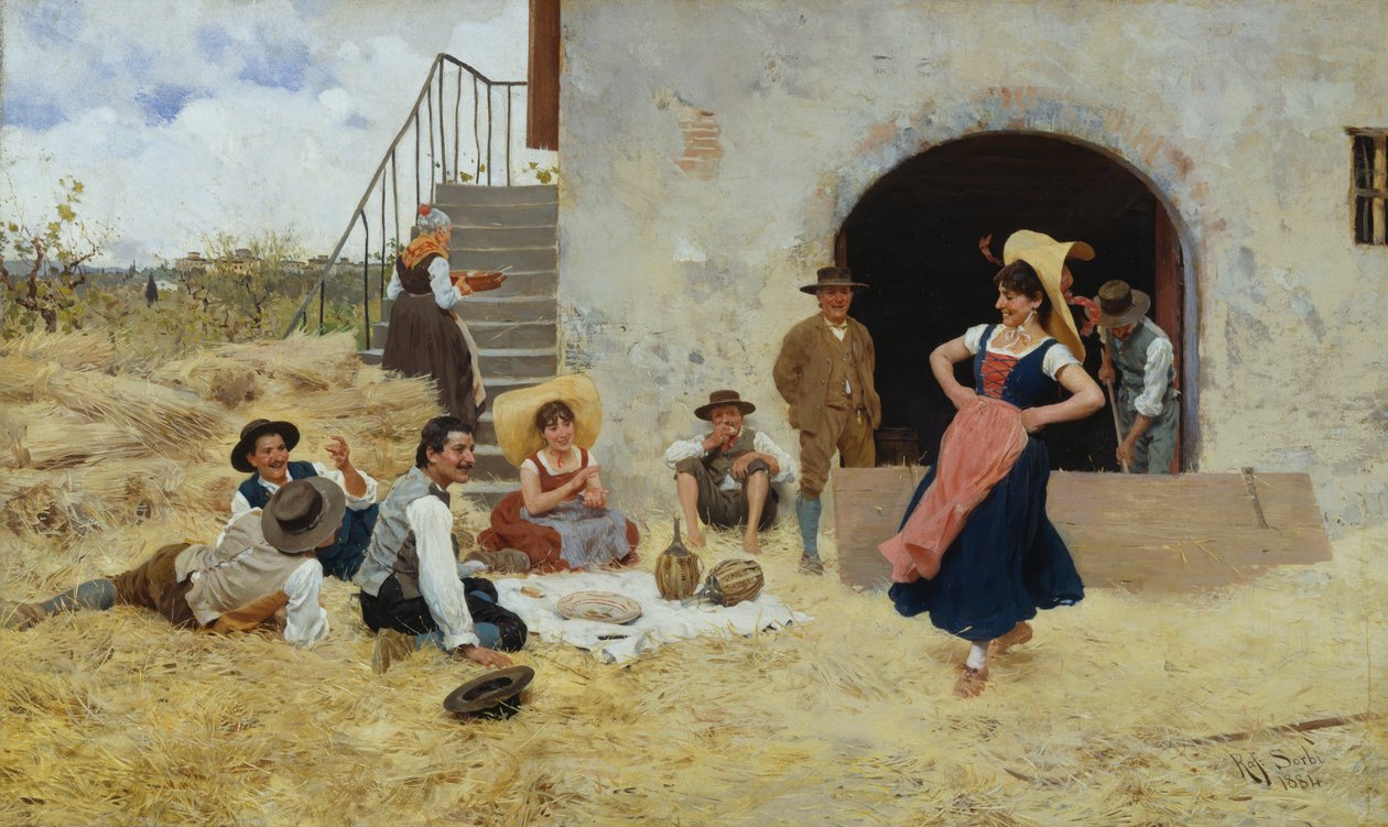 Tanec na selském dvoře od Raffaello Sorbi