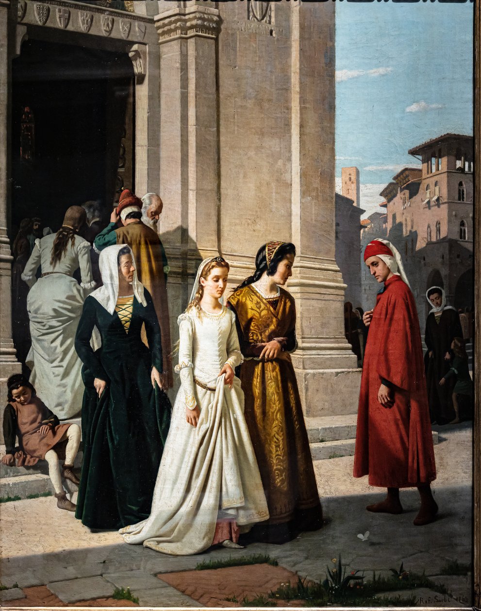 Dante se setkává s Beatricí od Raffaello Sorbi