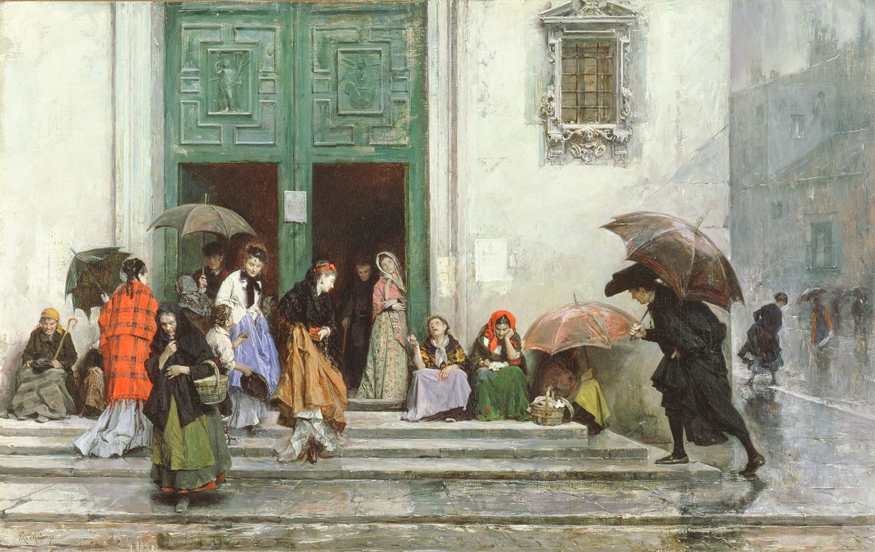 Coming Out of Church, před rokem 1875 od Raimundo de Madrazo y Garreta