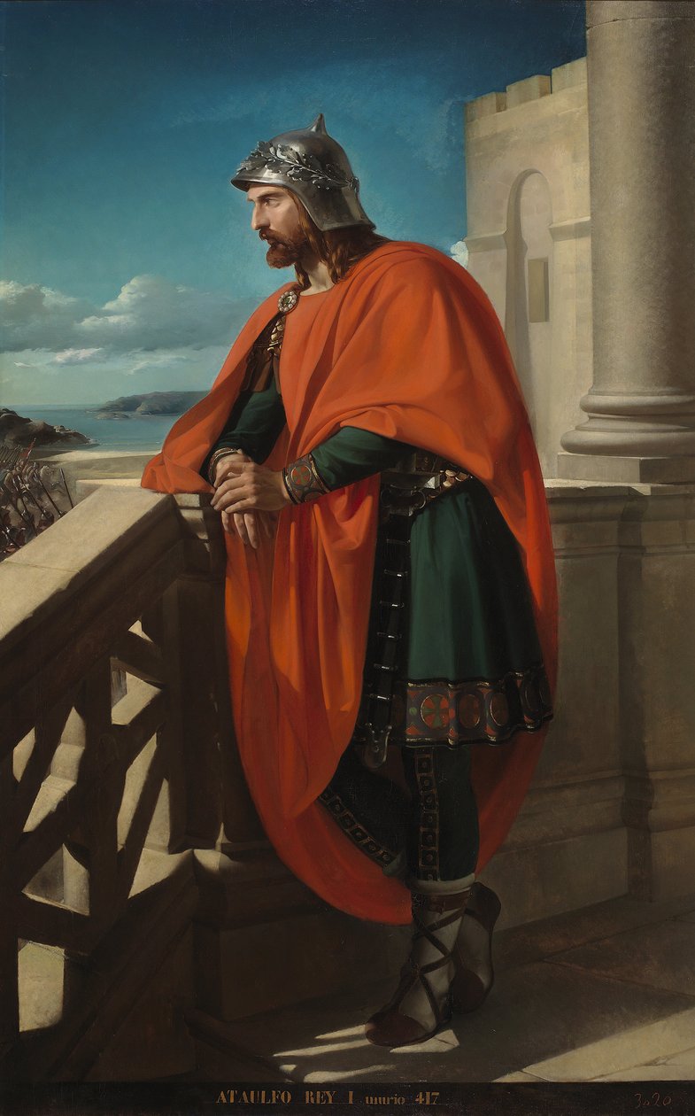 "Portrét Wisigotského krále Ataulfa (Athavulf, Atawulf nebo Athaulf) (410-415) Obraz Raimunda de Madrazo a Garreta (1841-1920) 1888 Dvorský palác Madrid od Raimundo de Madrazo y Garreta